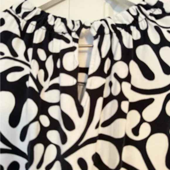 LOFT Black and White Patterned Dress Size Large Groovy Beach - Picture 6 of 8